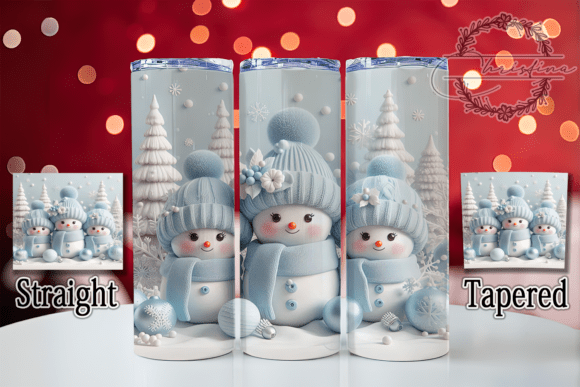 3D Blue Snowman Christmas Tumbler Design