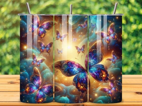 3D Butterfly Floral Tumbler Wrap Design