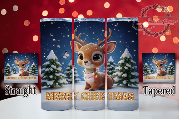 3D Cute Christmas Deer Tumbler Design for Your Projects