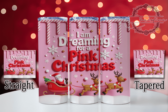 3D Dreaming of Pink Christmas Tumbler Design