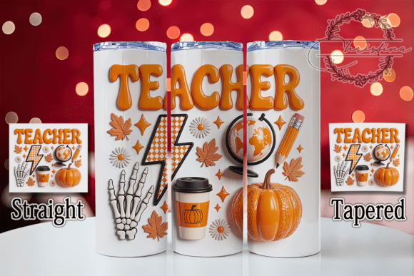 3D Fall Teacher Classroom Tumbler Design