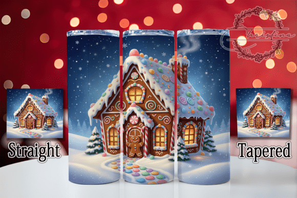 3D Gingerbread House Christmas Tumbler Design