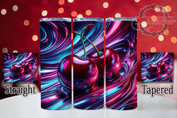 3D Holographic Cherry Tumbler: A Vibrant Design Asset