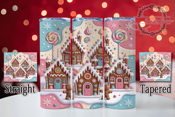 3D Pastel Gingerbread House Tumbler: Festive Digital Design