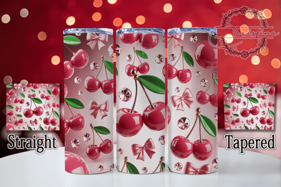 3D Pink Cherry Bow Tumbler: A Vibrant Design Asset