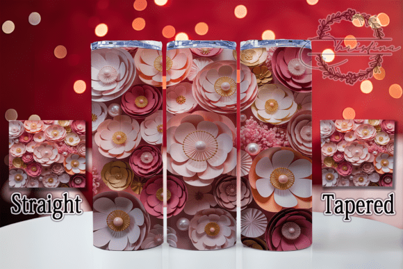 3D Pink Floral Garden Tumbler: Vibrant Digital Design