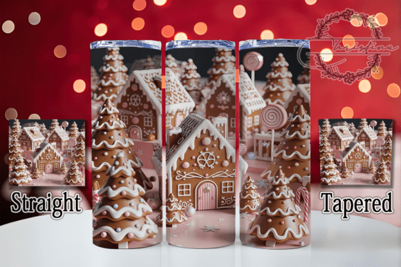 3D Pink Gingerbread House Tumbler Design