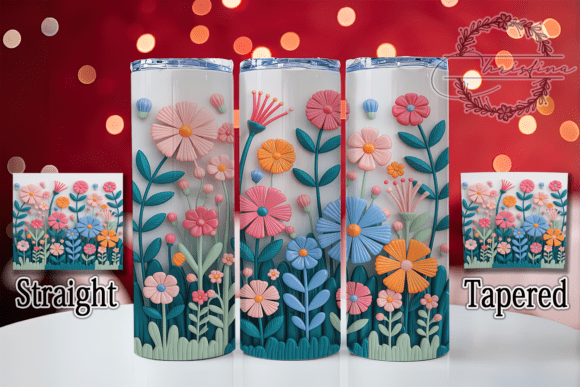 3D Puffy Floral Pattern Tumbler