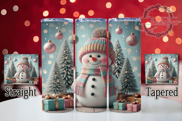 3D Rainbow Snowman Christmas Tumbler Design