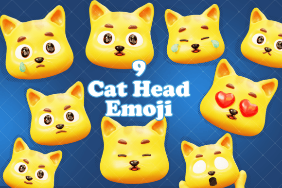Adorable 3D Cat Head Character Emoji for Creative Projects
