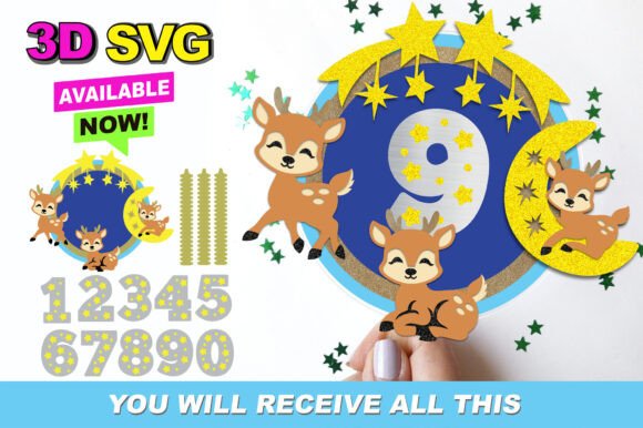 Adorable Baby Deer Cake Topper 3D SVG for Cricut