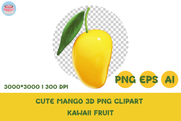 Adorable Cute Mango 3D PNG Clipart for Kawaii Designs