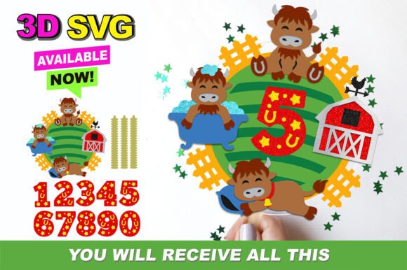 Baby Bull Cake Topper 3D SVG: Instant Download Magic