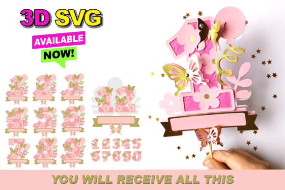 Butterfly Numbers Topper 3D SVG: A Complete Design Solution