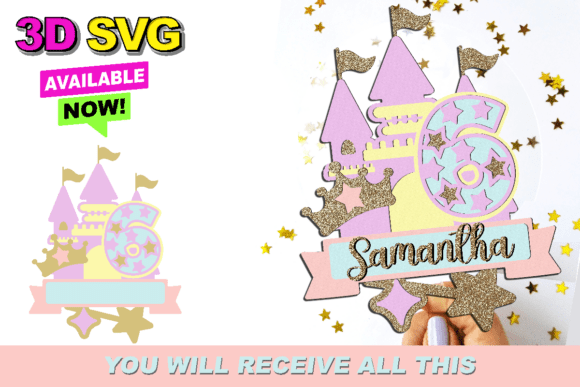 Castle Stars Cake Topper 3D SVG: Instant Download