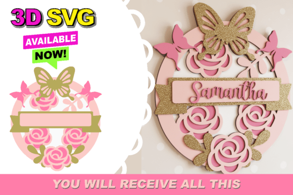 Charming Butterfly Baby Name Sign 3D SVG Collection