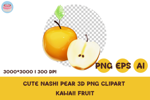 Cute Nashi Pear 3D PNG Clipart for Kawaii Designs