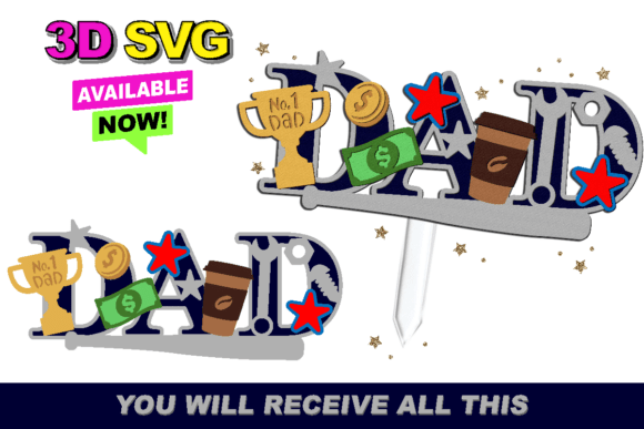 Dad Cake Topper 3D SVG: Creative Design for Special Moments