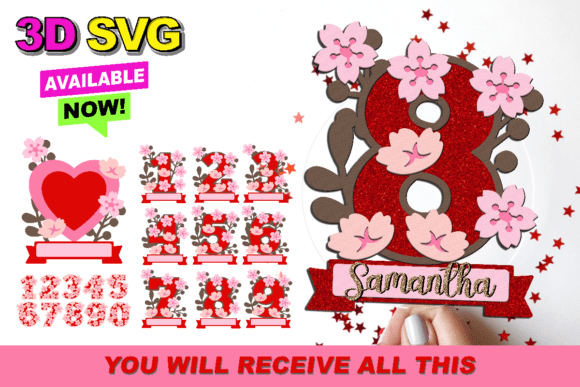 Elegant Floral Numerals for 3D Paper Crafts
