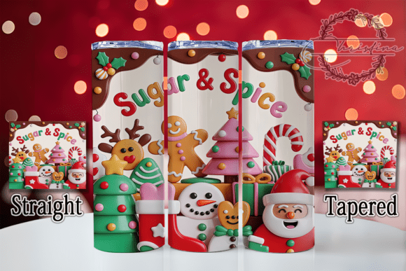Festive 3D Gingerbread Cookie Christmas Tumbler Design