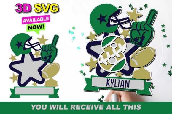 Football Cake Topper 3D SVG