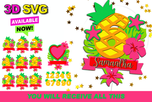 Hawaiian Topper Numbers 3D SVG: Vibrant & Instant Download
