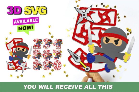 Ninja Numbers 3D SVG: Dynamic Graphics for Modern Design
