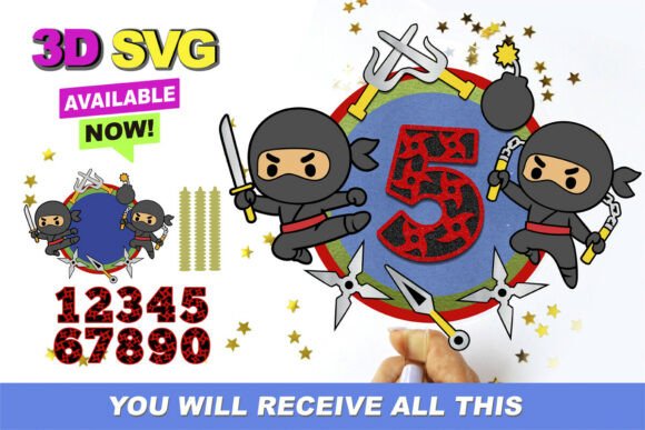 Ninja Shaker Cake Topper 3D SVG: Create Stunning Party Decor