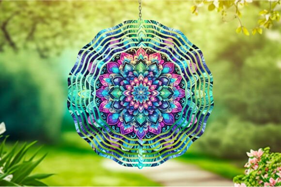 Stunning 3D Mandala Wind Spinner Sublimation PNG Designs