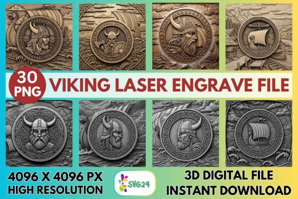 Unlock Viking Artistry: 3D Laser Engrave PNG Set